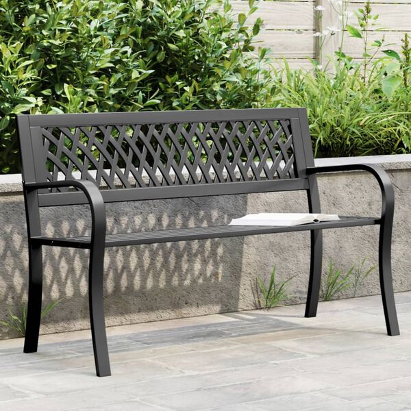 vidaXL Banco de jard&iacute;n acero negro 120 cm