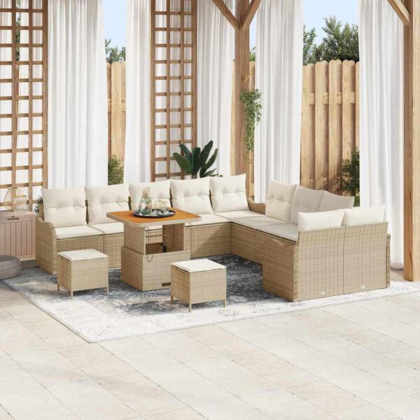vidaXL Conjunto de sofá de jardín 13 pcs Beige ratán sintético