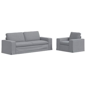 vidaXL Juego de Sof&aacute; 2 uds. Gris Claro tela