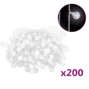 vidaXL Guirnalda de luces globos 8 funciones 200 LED blanco fr&iacute;o 20 m