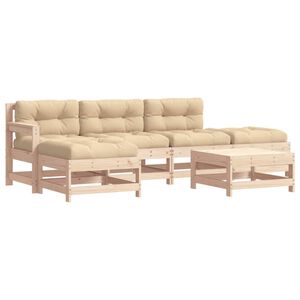 vidaXL Juego de muebles de jard&iacute;n 6 pzas y cojines madera maciza gris