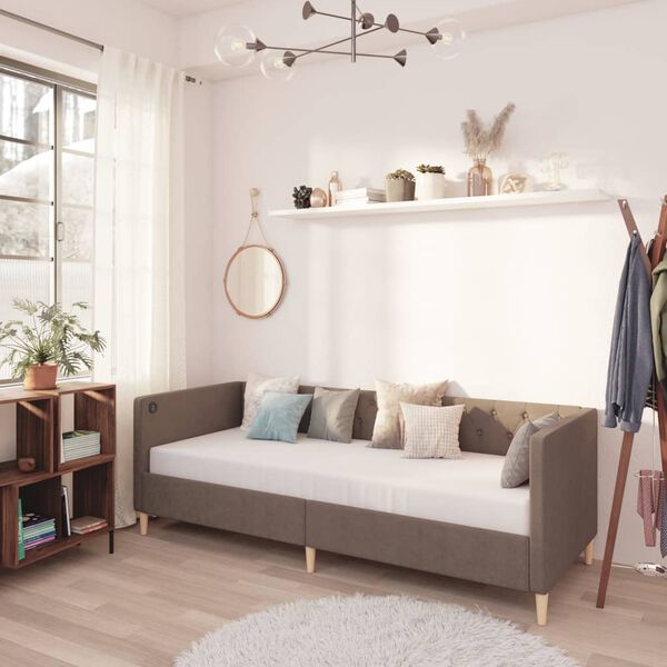 vidaXL Sof&aacute; cama con colch&oacute;n USB de tela gris taupe 90x200 cm
