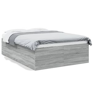 vidaXL Estructura de cama madera de ingenier&iacute;a gris Sonoma 140x190 cm