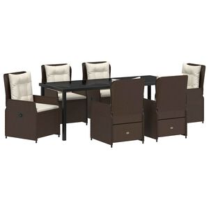 vidaXL Conjunto de Comedor de Jard&iacute;n 7 pcs Marr&oacute;n rat&aacute;n sint&eacute;tico
