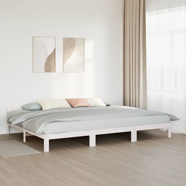 vidaXL Estructura de cama familiar sin colch&oacute;n blanco 270x200 cm