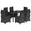 vidaXL Set de comedor de jard&iacute;n 7 pzas y cojines rat&aacute;n sint&eacute;tico negro