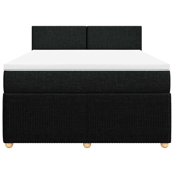 vidaXL Cama box spring con colch&oacute;n tela negro 140x200 cm