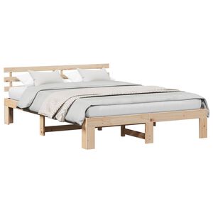 vidaXL Estructura de cama Natural 160 x 200 cm Madera de pino macizo