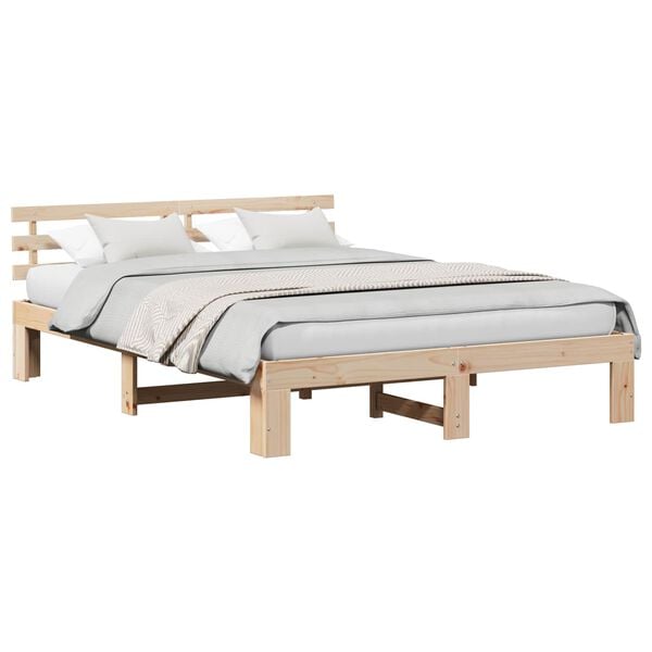 vidaXL Estructura de cama Natural 160 x 200 cm Madera de pino macizo