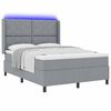 vidaXL Cama Box Spring LED con colch&oacute;n Gris Claro 160 x 200 cm tela