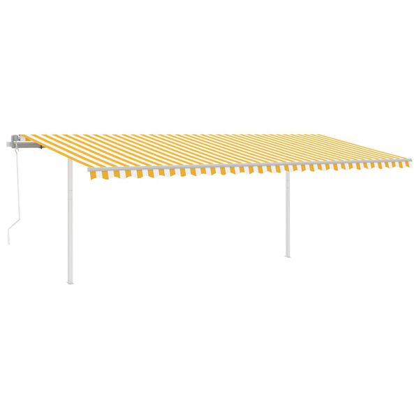 vidaXL Toldo retr&aacute;ctil autom&aacute;tico con postes amarillo y blanco 6x3 m