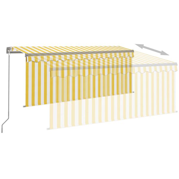 vidaXL Toldo retr&aacute;ctil manual con persiana amarillo y blanco 3,5x2,5 m