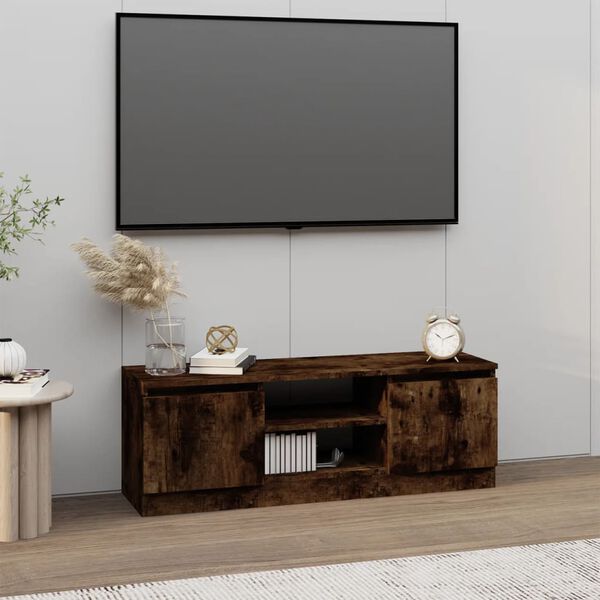 vidaXL Mueble de TV con puerta roble ahumado 102x30x36 cm