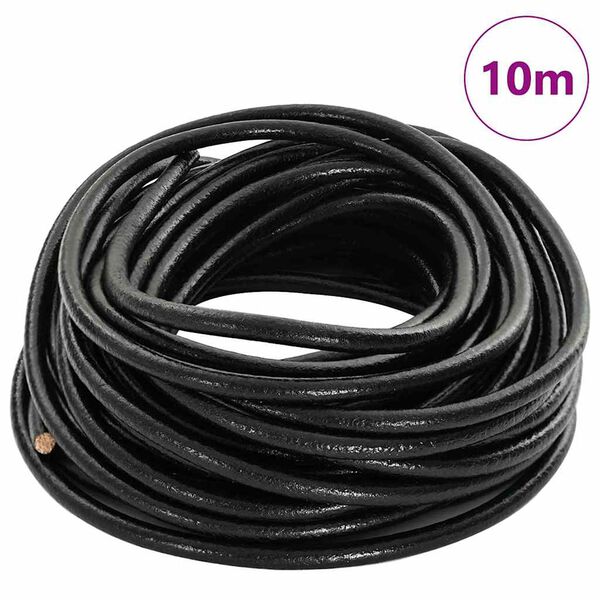 vidaXL Cordón de cuero Negro Ø5 mm x 10 m Cuero