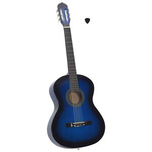 vidaXL Guitarra cl&aacute;sica para principiantes madera de tilo azul 4/4 39"