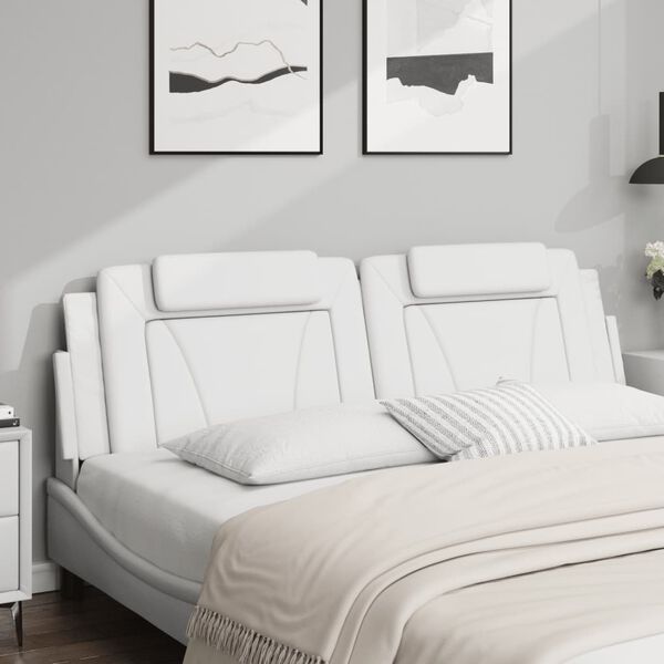 vidaXL Cabecero de cama acolchado Viana cuero sint&eacute;tico blanco 180 cm