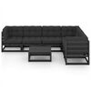 vidaXL Set de muebles de jard&iacute;n 7 pzas con cojines madera pino negro