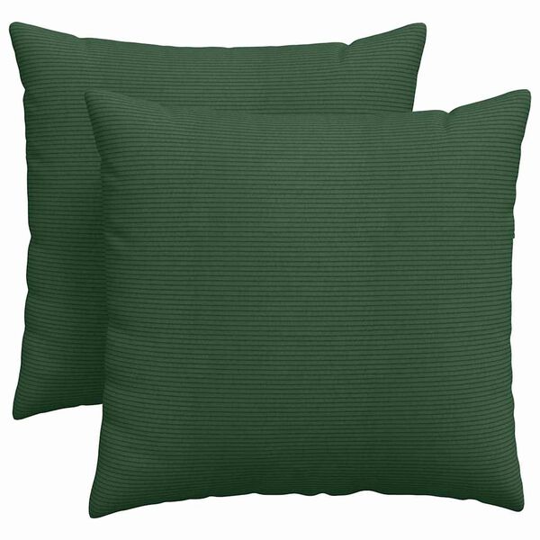 vidaXL Cojines de sof&aacute; 2 pcs Verde oscuro 45 x 45 cm Tela de pana