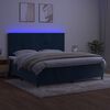 vidaXL Cama box spring colch&oacute;n y LED terciopelo azul oscuro 200x200 cm