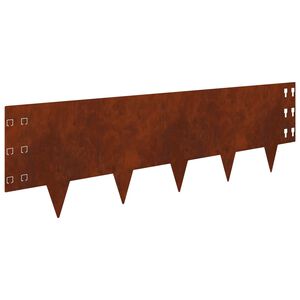 vidaXL Borde de C&eacute;sped 10 pcs 100 x 30 cm Acero Oxidado
