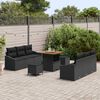 vidaXL Conjunto de sof&aacute; de jard&iacute;n con coj&iacute;n 9 pcs Negro Polirat&aacute;n