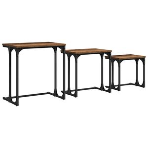 vidaXL Mesa de Caf&eacute; Nido 3 pcs Madera vieja Madera contrachapada