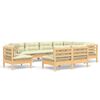 vidaXL Muebles de jard&iacute;n 9 pzas y cojines madera maciza de pino crema