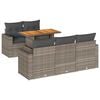 vidaXL Set de muebles de jard&iacute;n 6 pzas y cojines rat&aacute;n sint&eacute;tico gris