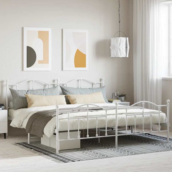 vidaXL Estructura cama sin colch&oacute;n con estribo metal blanco 200x200 cm