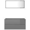 vidaXL Set muebles de ba&ntilde;o 2 piezas madera contrachapada gris brillo