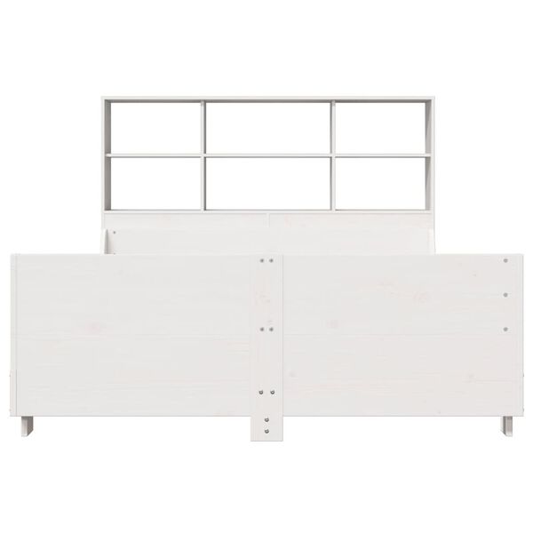 vidaXL Cama con estanter&iacute;a sin colch&oacute;n madera maciza blanca 160x200 cm