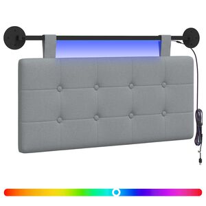 vidaXL Cabecero colgante Con luz LED Gris Claro Tela