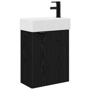 vidaXL M&oacute;dulo de ba&ntilde;o con grifer&iacute;a Roble Negro 45,5 x 22,5 x 84 cm