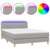 vidaXL Cama box spring colch&oacute;n y luces LED tela gris claro 140x200 cm