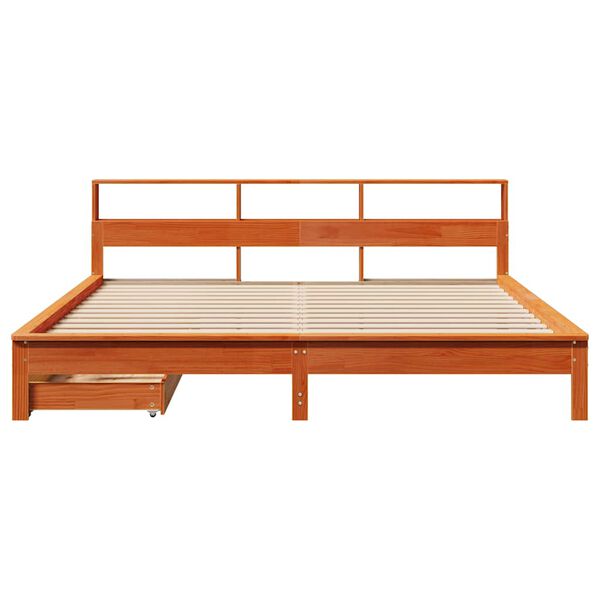 vidaXL Cama con estanter&iacute;a sin colch&oacute;n madera maciza marr&oacute;n 180x200cm