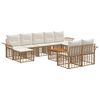 vidaXL Conjunto de sof&aacute;s de exterior 10 pcs Natural y Crema Poli&eacute;ster