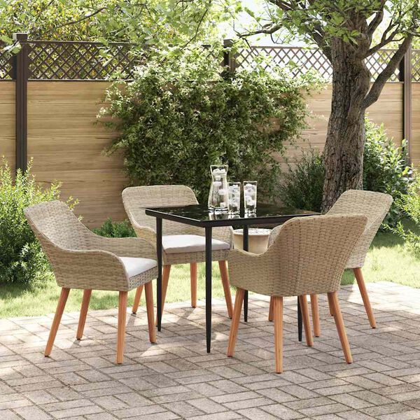 vidaXL Conjunto de Comedor de Jard&iacute;n 5 pcs Beige rat&aacute;n sint&eacute;tico