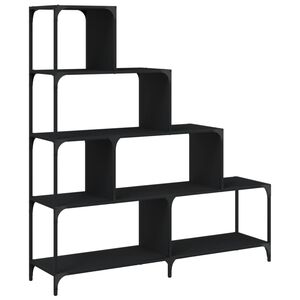 vidaXL Librer&iacute;a con 4 pelda&ntilde;os madera ingenier&iacute;a negro 139x33,5x149 cm