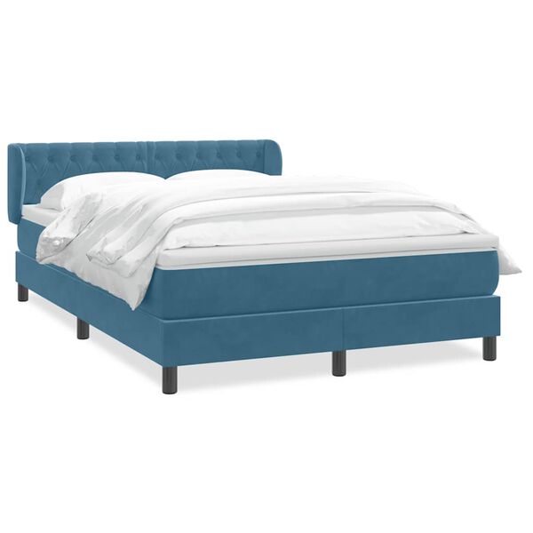vidaXL Cama box spring con colch&oacute;n terciopelo azul oscuro 160x220 cm