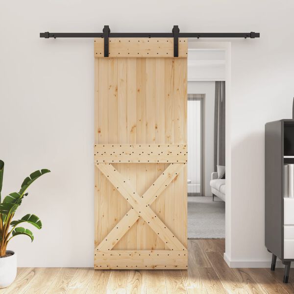 vidaXL Puerta corredera con herrajes madera maciza de pino 85x210 cm