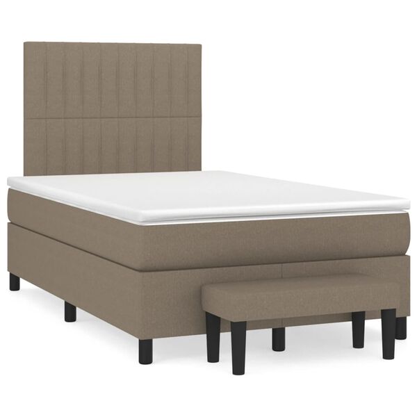 vidaXL Cama box spring con colch&oacute;n tela gris taupe 120x190 cm