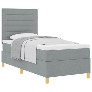 vidaXL Cama tipo Box Spring con colch&oacute;n Gris Claro 100 x 200 cm tela