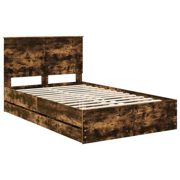 vidaXL Estructura de cama Roble ahumado 135 x 190 cm Madera Ingenieril