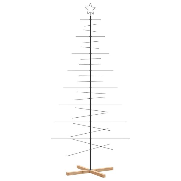vidaXL &Aacute;rbol de Navidad metal negro con base de madera 210 cm