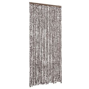 vidaXL Cortina mosquitera chenilla marr&oacute;n y blanco 90x220 cm