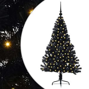 vidaXL &Aacute;rbol de Navidad Artificial Preiluminado Negro 120 cm PVC