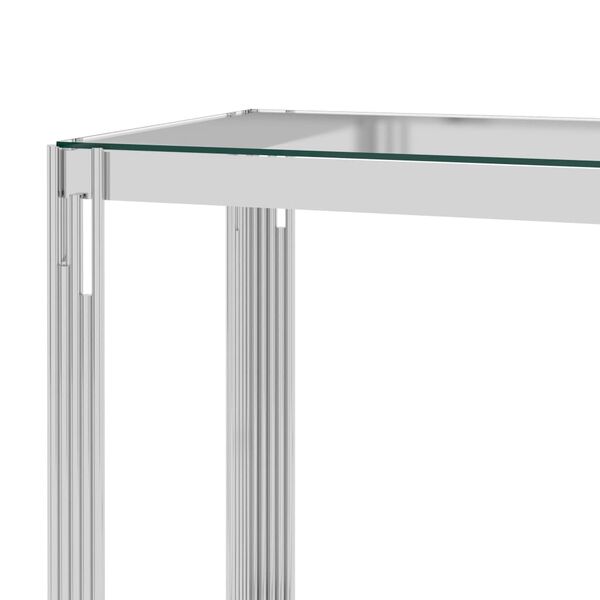 vidaXL Mesa auxiliar acero inoxidable y vidrio plateado 120x40x78 cm