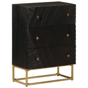 vidaXL C&oacute;moda madera maciza de mango y hierro negro 55x30x76 cm