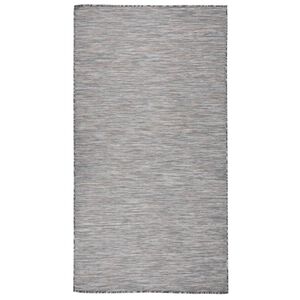 vidaXL Alfombra de exterior de tejido plano marr&oacute;n y azul 80x150 cm
