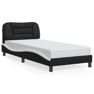 vidaXL Estructura de cama sin colch&oacute;n Hvar cuero sint&eacute;tico negro y blanco